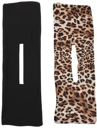 Beaupretty Diademas Perezosas Para Moños Impresión De Cintas De Tela 2 Piezas Tamaño Mediano Negras Estampado De Leopardo Herramienta Para Rizar El Cabello Mujer Uso Diario