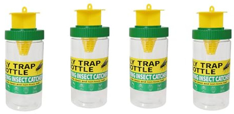 fliegen fänger 4Stück – Hängbare Insektenfalle mit natürlichem Lockstoff, Ideal für Garten, Terrasse & Stall – Wassersoluble Fliegenfalle gegen lästige Fliegen Fly Trap