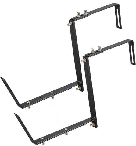 DOITOOL 2 Pcs Adjustable Metal Railing Planter Brackets for Indoor Outdoor Flower Boxes and Pots Sturdy Window for Garden Balcony Fence Easy Installation Plant Hangers