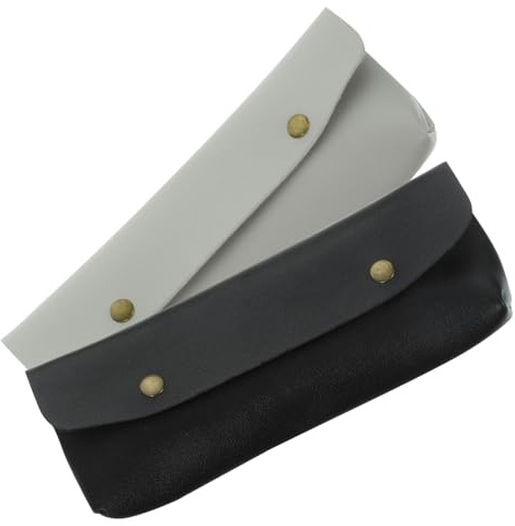 ibasenice Set 2pezzi Astucci per Pennelli da Trucco da Viaggio in Pu Nero, Portapenne Compatto e Portatile Design Delicato per Uso Quotidiano e Viaggi