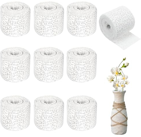 APKOL 10X Vendaje de Yeso Manualidades 5 cm x 2,7 m, Venda de escayola para modelado Vendaje, para Proyectos de Arte Manualidades,Blanco