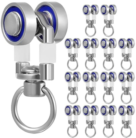 Hoement Accessoires Polyvalents en Métal Couleur Aléatoire pour Rideaux 15pcs Poulies de Rail Crochets Robustes, Roulettes Lisses pour Système de Rail de Plafond