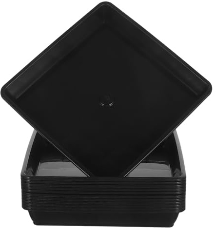 DEARMAMY 12pcs Plateaux de Fond Carrés en Plastique pour Pots de Fleurs, sous-Pot de Fleur Noir, Protection des Surfaces, Adaptés pour Usage Intérieur et Extérieur