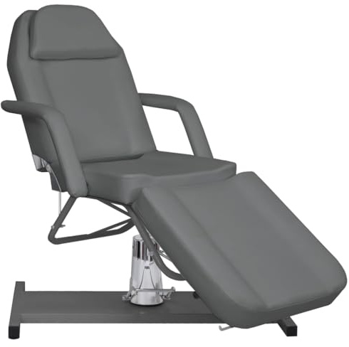 Molumvel Massagetisch Kosmetikliege Höhenverstellbar 180x62 cm Drehbar mit Gasfeder für Massage Tattoo Gesichtsbehandlung Grau
