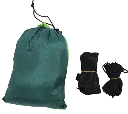 SUNGOOYUE Utomhushängmatta med Nät 210T Nylon Camping Hängmatta 300kg Last Tvåvägs Dragkedja och Förvaringsväska för Camping Backpacking Picknick Innergård (Mörkgrön med fruktgrön (vitt nät))