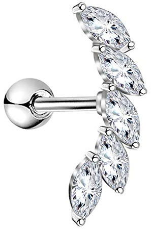 OUFER 16G Argento Orecchino Cartilagine Helix Piercings Studs Acciaio Chirurgico CZ Conch Jewelry Elica Cartilage Earring Tragus Trago Ear Upper Lobe Donne Gioielli