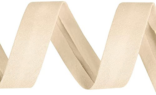 3m elastisches Baumwoll-Schrägband 20mm vorgefalzt Einfassband Kantenband, Größe:20 mm, Farbe:beige