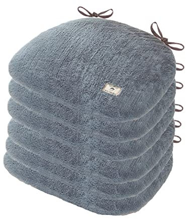Yadlan Stuhlkissen 45x45 mit BäNdern 6er Set, Sitzkissen Stuhl Fell Eckig, Stuhlauflagen EsszimmerstüHle, Kurzfell Sitzpolster Gartenstuhl, Waschbar PlüSch Sitzkissen KüChenstuhl Blau