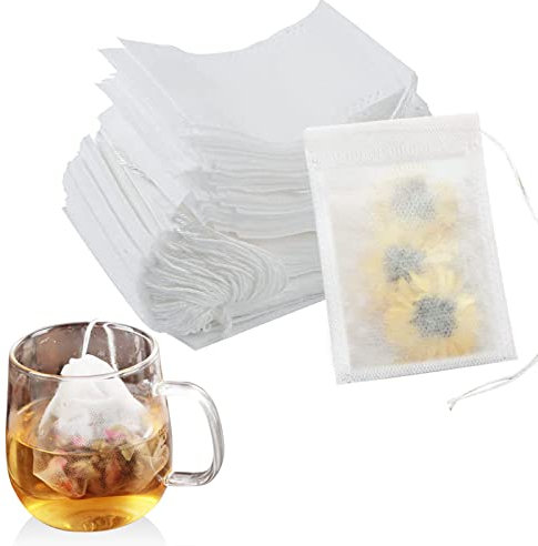 Newaner 600 Stück Teefilter Papier für Losen Tee, 7 X 9cm Teebeutel für Losen Tee mit Kordelzug, Vliesstoffe Tee Filter, Tea Bags für Duftender Tee, Gewürze,Vanille, Lavendel, Kaffee