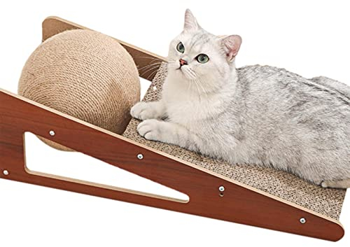 Voiakiu Almohadilla cartón,Juguete rascador para Gatos con Pelota - Rascador Gato sisal Natural para Gatos y Gatitos, Duradero y Larga duración