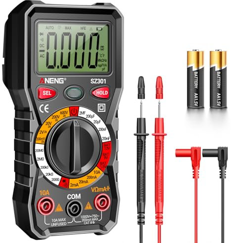 ANENG Multimeter Digital Voltmeter Batterietester Spannungsprüfer Durchgangsprüfer Ohm Volt Ampere Messgerät AC/DC Spannung Strom Widerstand Diode,Großes LCD-Anzeige Elektrische Werkzeuge