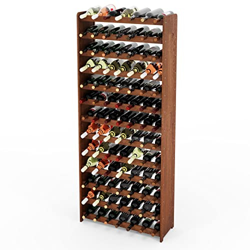 Lenmar Série RW Étagère à vin en bois pour bouteilles, Anthracite, Brun, Naturel, RW-3, 13-15 posés, pour 91-135 bouteilles, vin, porte-bouteilles (Brun, RW-3-91, 172 x 72 x 26,5, pour 91 bouteilles)