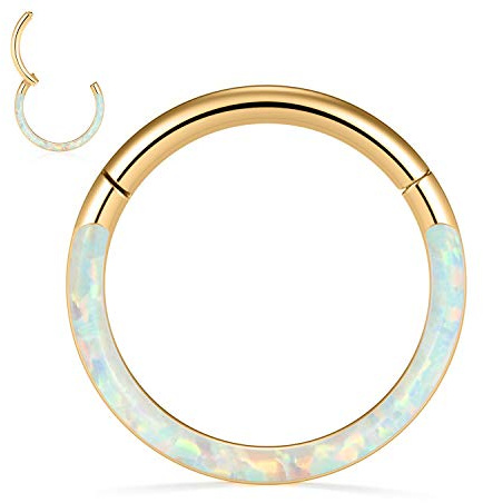 AROWRO 18G 16G 14G Nasenbügelring Septum Clicker Daith Ohrringe CZ Opal Nasenringe Knorpel Daith Muschel Helix Tragus Piercing Schmuck 316L Chirurgischer Stahl