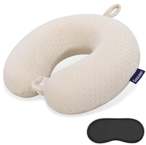 Gosider Memory Foam Nackenkissen Komfortables Reise Nackenkissen Hals und Kopf Unterstützung Leichtes tragbares Flugzeug Reise Kissen zum Schlafen, Reisen, Auto, Zug, Bus und Heimgebrauch Beige