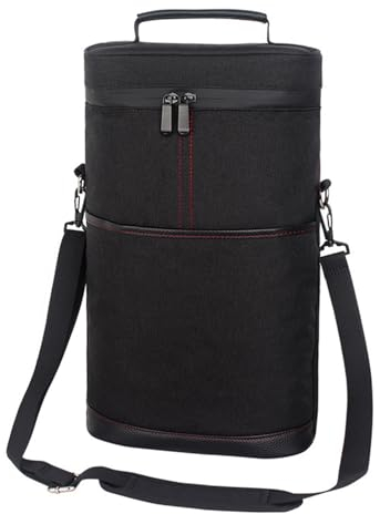 Somerway Borsa termica per vino in tessuto Oxford con cerniera a doppia apertura, custodia termica per bottiglie con fodera in PVC, grande borsa termica per bottiglie, portabottiglie portatile, per