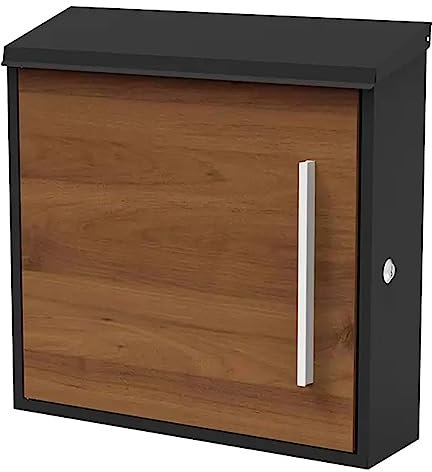 CIRONI Buzones para Exteriores, buzón Vertical con Bloqueo montado en la Pared, buzón de Acero galvanizado Resistente al óxido, Gran Capacidad (14 x 4,5 x 13 Pulgadas) (Color Nogal)