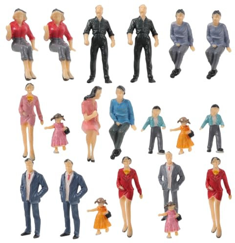 Toyvian 20 Stück Mehrfarbig Bemalte Miniatur Figuren Aus Kunststoff Modellmenschen Für Modelleisenbahn Landschaft Und Puppenhaus Dekoration