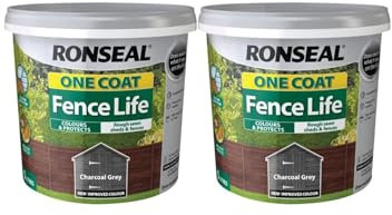 FAB INT PRODUCTS Fence Life Wood Treatment, 2 x 5 litres, One Coat Formula (2 X Charcoal Grey)