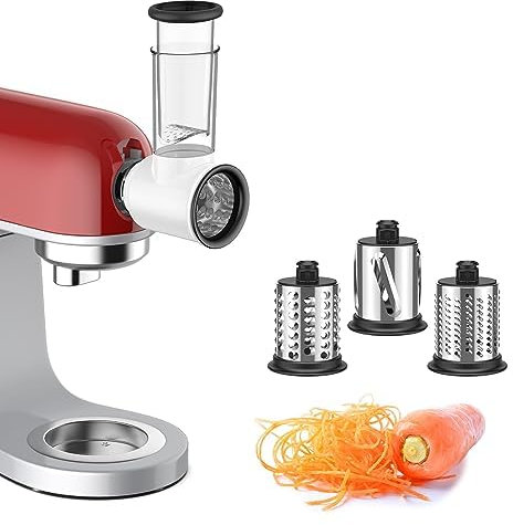 GVODE Gemüseschneider Zubehör für Kenwood kmix KMX750 und KVC85 Küchenmaschine,Käsereibe, Gemüsemühle mit 3 Klingen aus rostfreiem Stahl