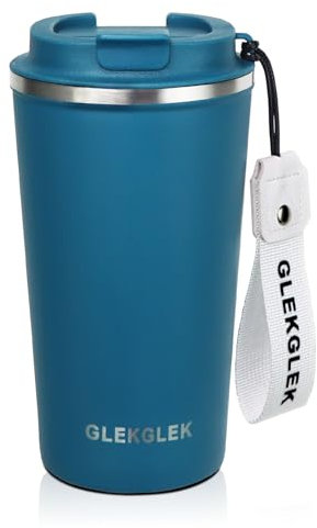 GLEKGLEK Taza Térmica 510ml, Reutilizable Vaso Termo Cafe para llevar, Doble Pared Vaso Termico, Antiderrames Frascos de Viaje para Coche Camping