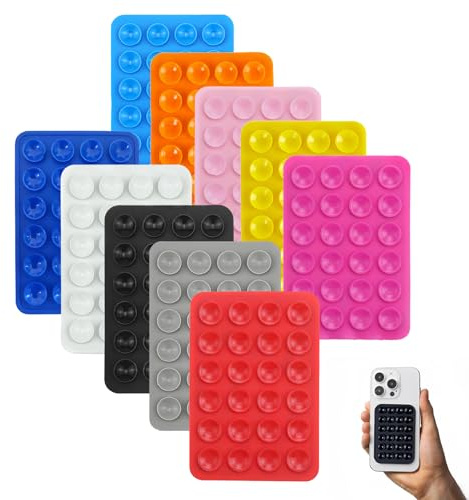 LHOEST 10 Pieces Phone Suction Pad Silicone Suction Phone Case Mount Adhesive suction Holder phone Sticky Pad Grip Silicone Sticky Phonecase Stickers Accessories for Walls glass tiles Multiple Colors