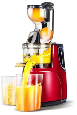 Cold Press Juicer, Masticating Juicer with 3.4 Wide Feed Chute, 150w Slow Juicer Machines Fit Whole Vegetables and Fruits,Juice Extractor Machine with High Juice Yield, Easy to Clean