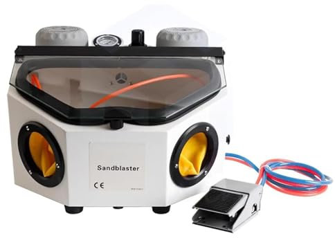 Armoire De Sablage De Table, Sableuse à Air Portable avec Interrupteur Au Pied, Gants Intégrés, Lampe LED, Panneau en Verre Grand écran, pour L'élimination De La Rouille du Métal Et