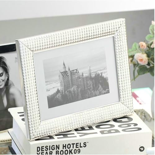 Ayoiow Fotorahmen 15x10 cm Silber Metall Bilderrahmen für Hochzeiten Fotorahmen Tisch