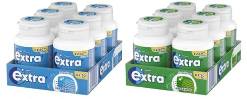 Extra Chewing Gum, Peppermint and Spearmint Flavours, 6 Packs of 46 Pieces Each (12 Packs Total)
