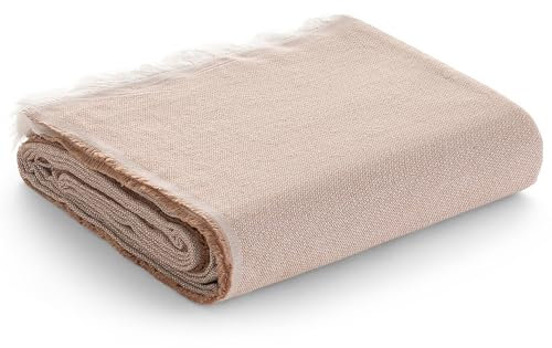 GAMUSI Sofaüberwurf, Mehrzweckdecke, Picknickdecke, Sofaüberwurf, Baumwolle, einfarbig, 180 x 140 cm, Beige