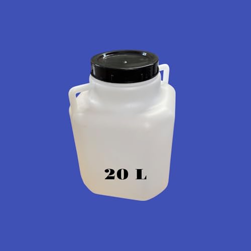 Jordan & Jordan - Bidon Plastique 20 litres avec Large Ouverture (Ø18,5 cm) – Stockage Alimentaire et Eau Potable – Poignée Ergonomique et Couvercle Hermétique – Léger et Résistant