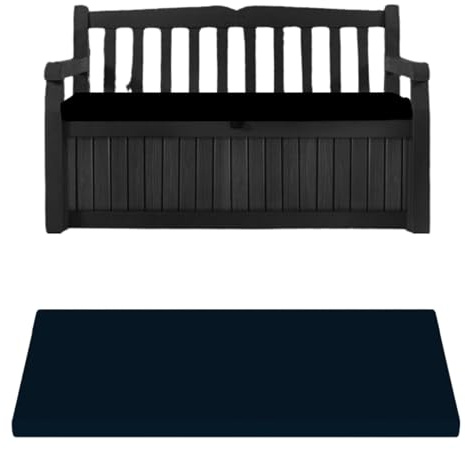 Waterproof outdoor Bench Cushion Seat Pad different sizes to replace Iceni Keter, Eden Storage Box, custom benches & swings.128x50,120x50,100x40,140x45,122x40, 10x47 (Black, 120 x 50 x 6cm)