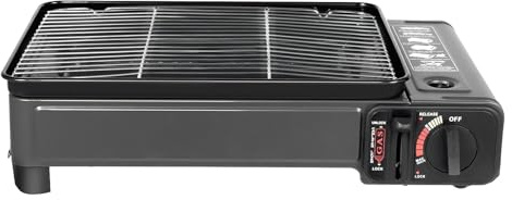 HarBin-Star - Gasgrill und Campingkocher mit Grillnetz & Backblech, Innen- und Outdoor-Gaskocher, für Butan-Kanister/LPG-Tank, 41.5 x 28 x 11cm