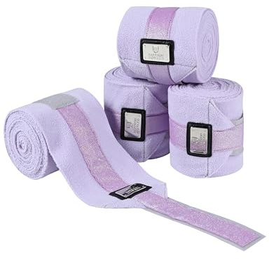 Harrison Howard Horse Polo Wraps Upgrade with Bling Leg Wraps for Horses 4-Pack Fleece Leg Wraps Stable Supplies Lavender L