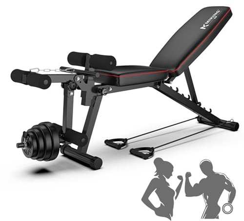 GSKJJT Trainingsbank für Zuhause mit Verstellbar 5 Fach Rückenlehne Belastung 200kg Bauchmuskel Bank Schrägbank & Flachbank für Ganzkörper-Workout