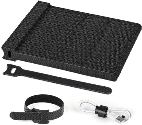 100 Piezas de Bridas Reutilizables para Cables, 15cm Ajustables de Nylon con Gancho y Bucle, Organizador de Cables para Oficina, Hogar, Jardín y Más - negro