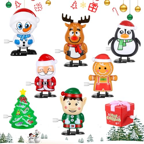 MICHIHOMIE 8 Stück Aufziehspielzeug Weihnachten für Kinder & Erwachsene, Uhrwerk Lauf- und Springspielzeug Kleinigkeiten für Weihnachtsstrümpfe Füllung
