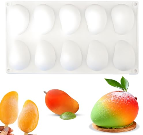 HPiano Molde de Silicona con Forma de Fruta,Molde silicona forma de Mango,Molde de Silicona con Forma de Mango para Tartas para Pasteles,Gelatinas,Dulces,Chocolate(30 * 17 * 2)