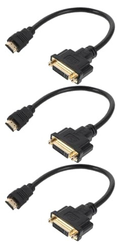 Yardenfun Lot De 3 Câbles De Conversion HD Convertisseurs Vidéo Adaptateurs Multimédias Haute Définition Convertisseurs Dvi Bidirectionnels Noirs