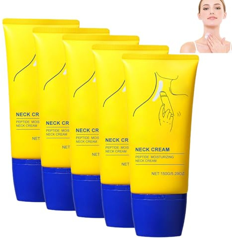Anti-aging-halkräm – uppstramande och fastare halskräm för slapp hud, anti-rynkbehandling för hals och dekolletage för att jämna ut rynkor och fina linjer, 150 ml (5 st)