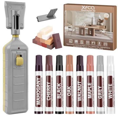 Laminat Reparaturset, 11 Farben Holz Vinyl Möbel Parkett Reparaturset Hartwachs Reparatur set Ausbesserungsmarker Abdeckung von Kratzern, Flecken, Rissen, Löchern für Holzkitt Vinylboden Holzboden