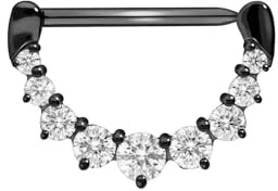 PIERCINGLINE Piercing pour le mamelon en acier chirurgical Clicker | 9 CRISTAUX | Piercing pour la poitrine, le mamelon, l'aréole | Choix de couleurs et de tailles, 16 mm Stablänge