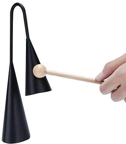 Agogo Glocke, zweifarbig, traditionelles lateinisches Schlaginstrument mit Holzstab