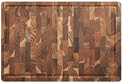 Stolf Wood Chopping Board - Inverted Teak Wooden Kitchen Cutting Boards - Thick Large Butcher Block for Food Prep, 29 x 44 x 3.2cm