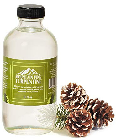 Mountain Pine 100% Pure Gum Spirits of Turpentine - Pure Turpentine Oil Paint Thinner Extracted from Raw Pine Gum - Locally Harvested & Bottled - Made in The USA - Pure Pine Gum Turpentine - 8 Ounces