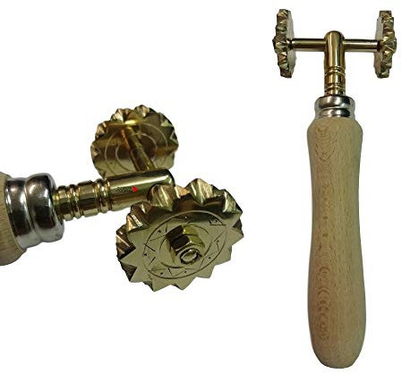 Professional Cooking Rotella tagliapasta sardo su rudigliu Artigianale in Ottone Massiccio Doppia