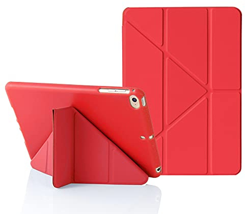 MuyDoux Origami Case for iPad mini 5 4 3 2, iPad Mini Case 7.9 Inch, 5-in-1 Multiple Viewing Angles, Smooth Front Cover & Shockproof Soft Flexible Back, Auto Sleep/Wake, Red