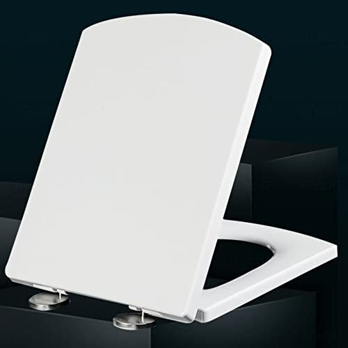 Absenkbarer Toilettendeckel Eckig Antibakteriell Wc Sitz Familien Klobrille Quick Release Easy-Clean-Funktion Wc-Sitz Quick Release, Top-Installation,white-34.5 * 43cm