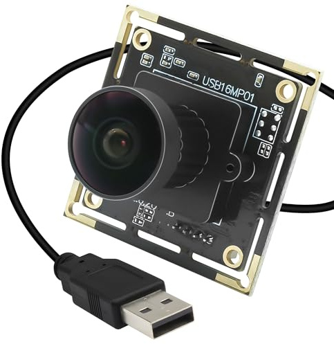 MMlove 16MP USB Camera Module Lightburn Camera 170° Wide Angle M12 Fisheye Lens with IMX298 Image Sensor Plug&Play Embedded Computer Webcam for HD Video Conference/Laptop/PC/Raspberry Pi