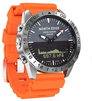 QESTO Montre intelligente Gavia 2 pour homme, étanche, 200 m, altimètre, boussole, plongée, suivi de fitness, sport, minimaliste, bracelet en métal noir, fermeture à boucle